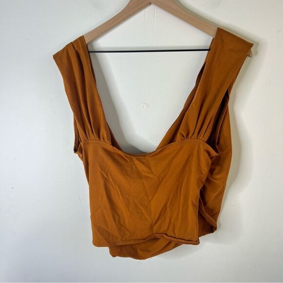 Maeve by Anthropologie NWT draped wrap top Large Rust Burnt Orange - Picture 7 of 7